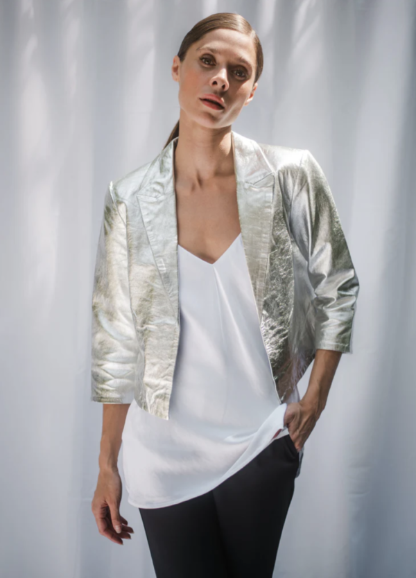 Chamarra Piel Plateada - Talla M